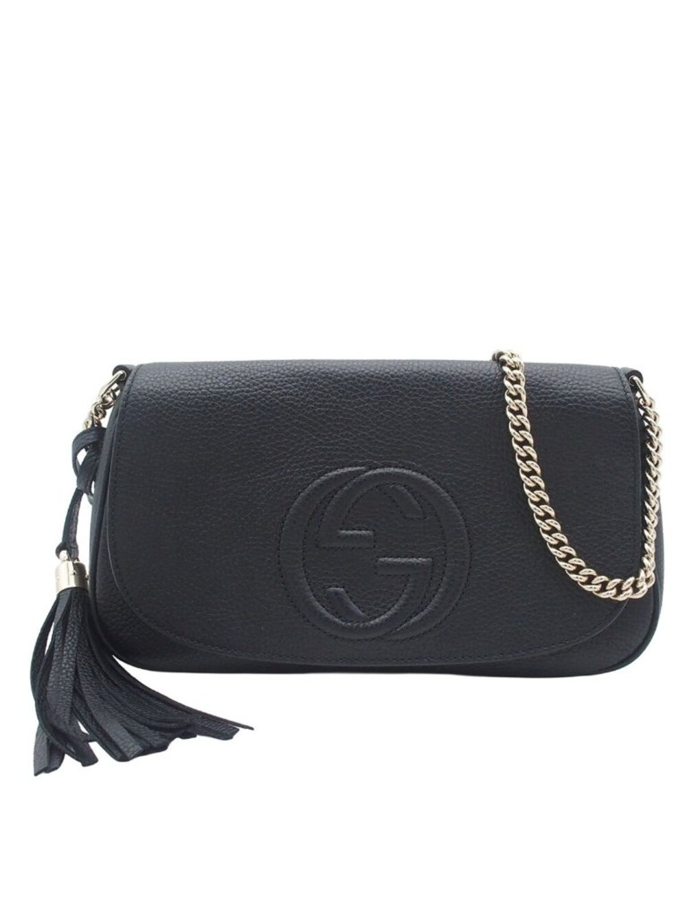 Gucci Soho Black Leather Interlocking G Shoulder Bag